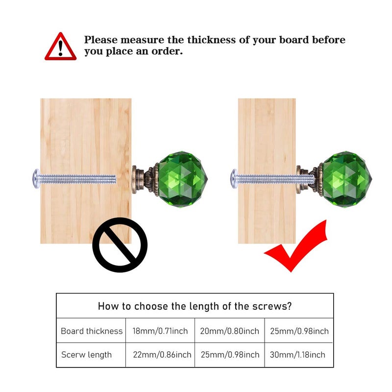 LONGWIN 10 Pack Crystal Kitchen Cabinet Knobs Pulls Handles 30mm Vintage Round Glass Ball Knob for Dresser Drawers Bathroom Cupboard Wardrobe Green - Image 4